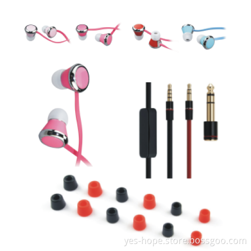 3.5mm gold pin flat cable earbuds